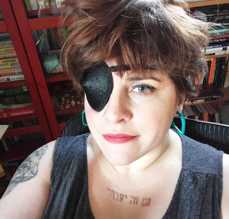 Cassandra wearing an eye patch